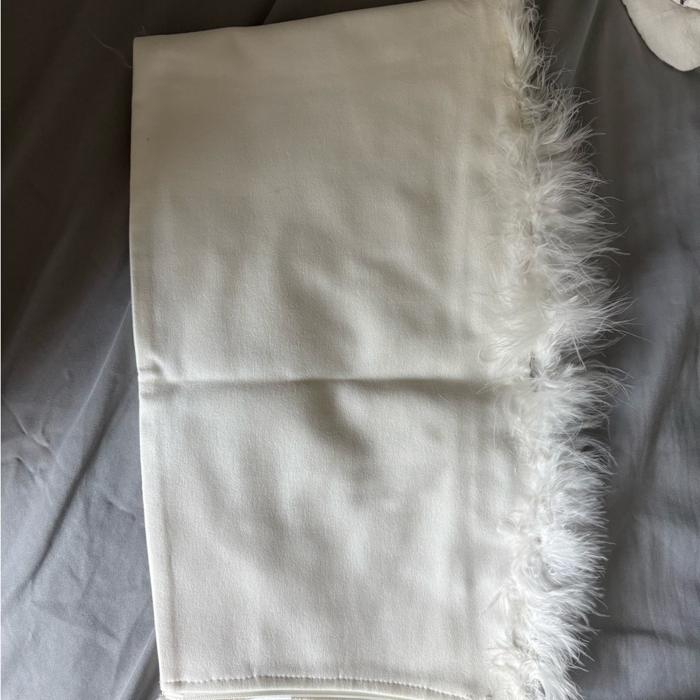 Superdown White Crop Tube Top with Faux Fur Accent